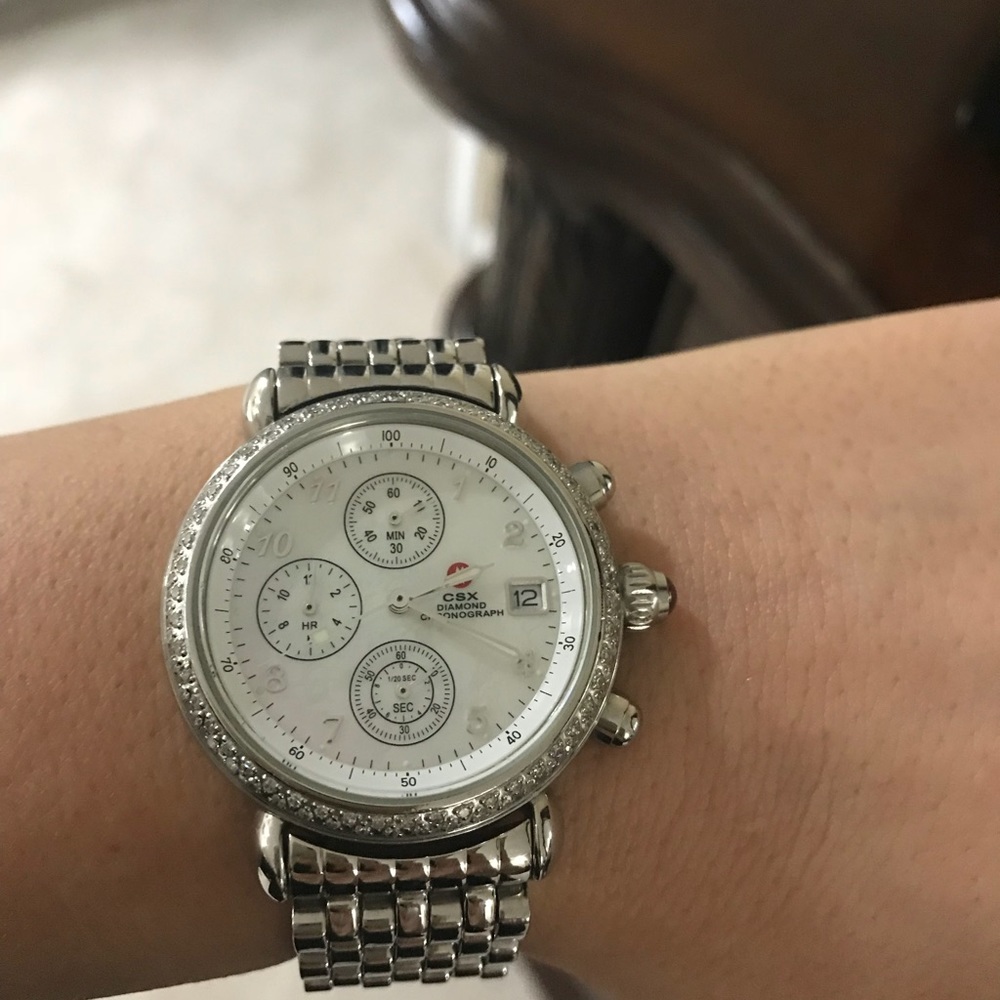 Michele CSX Diamond Chronograph-stainless round